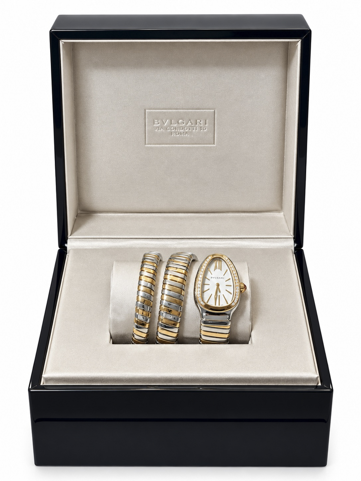 BVLGARI Women's Serpenti Tubogas Watch SP35SPG 18K Rose Gold Steel Diamond Box - Image 2