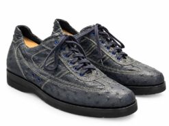 Warren Edwards Sneakers Mens 9 Blue Gray Genuine Ostrich Leather Made in Italy
