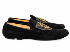Alternative view of Dolce & Gabbana Loafers Mens 9.5 Black Suede Gold DG Crown Crest Driving Shoes