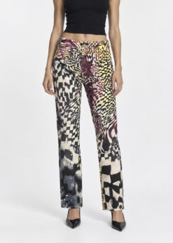 Roberto Cavalli Womens Pants Size L FW 2003 Vintage Graphic Print Flare Archive