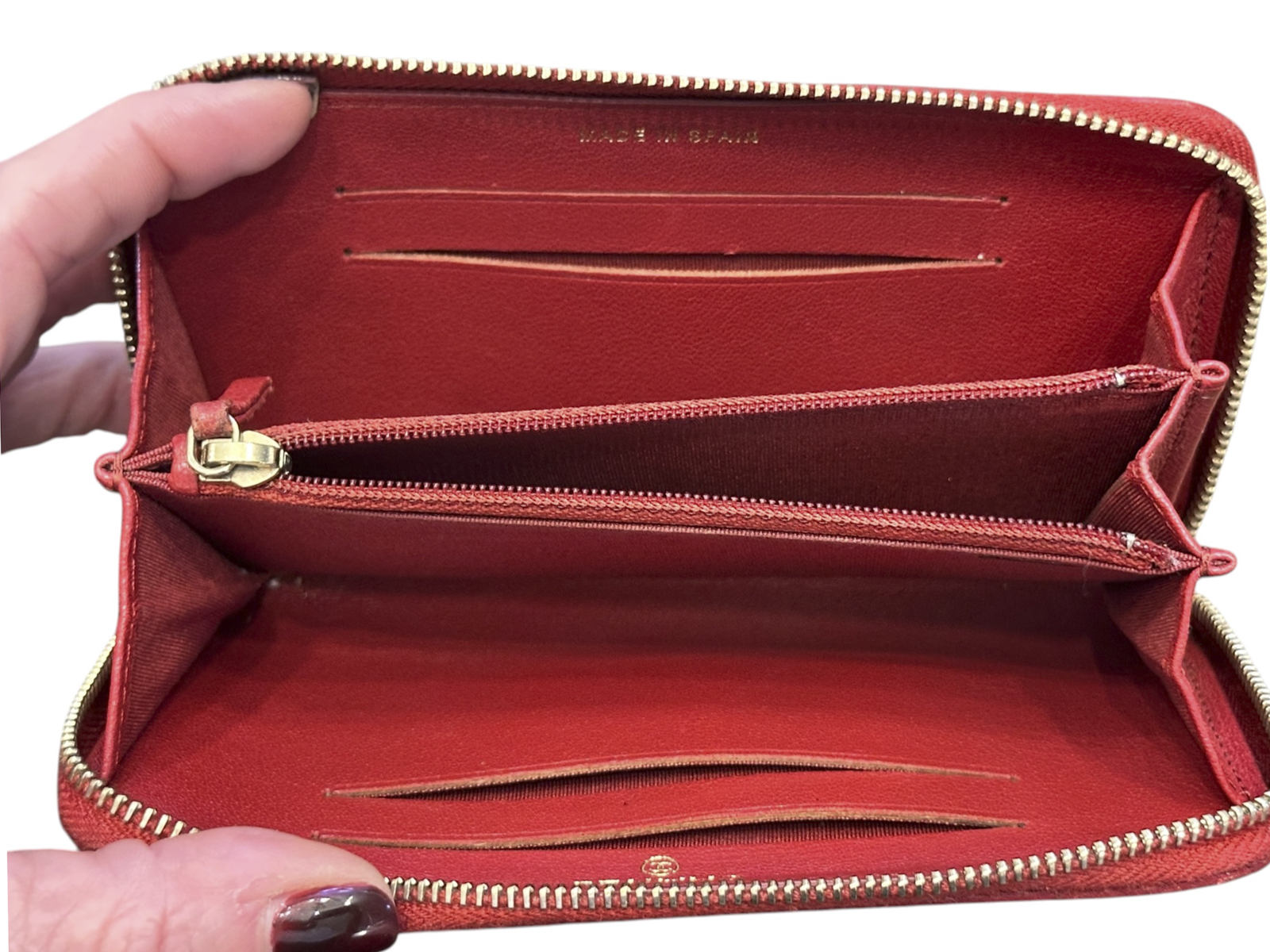 Chanel Women's Wallet Red Lambskin Quilted Mademoiselle Zip Around Gold CC - Image 6