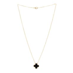 Alternative view of Van Cleef & Arpels Vintage Alhambra Black Onyx 18K Yellow Gold Pendant Necklace