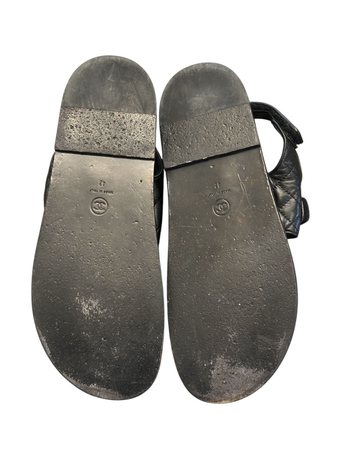 Chanel Womens Sandals Size 42 So Black Quilted Lambskin Leather CC Dad Shoes - Image 9