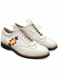 Warren Edwards Mens Sneakers Size 42 White Genuine Crocodile Leather Beaded