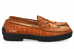 Alternative view of Warren Edwards Mens Loafers 43/10 Cognac Brown Genuine Crocodile Beaded