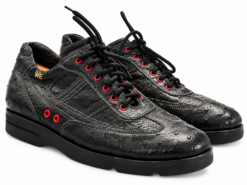 Warren Edwards Sneakers Mens 9 Black Genuine Ostrich Leather Made in Italy