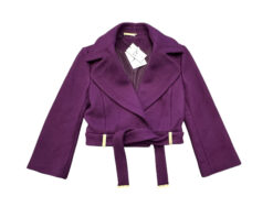 Alternative view of Diane Von Furstenberg DVF Womens Jacket 6 Mikhaila Crop Purple Wool Belted NWT