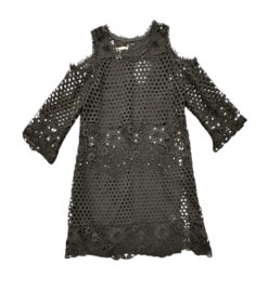 Alternative view of Diane Von Furstenberg DVF Dress M Disco Winona Black Crochet Lace Cold Shoulder Mini