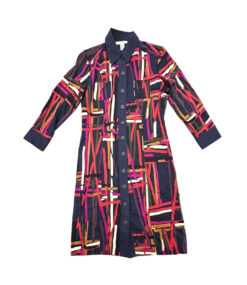 Alternative view of Diane Von Furstenberg DVF Dress 8 Calzare Geometric Print Silk Shirt Dress