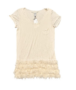 Alternative view of DVF Diane Von Furstenberg Yoko Dress Size Small Ivory Silk Fringe Trim Mini NWT