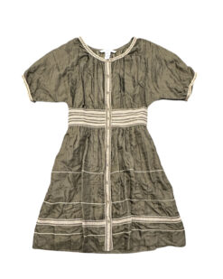 Alternative view of Diane von Furstenberg DVF Aima Dress Size 4 Olive Silk Lace Trim Button Front NWT