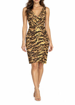 Diane von Furstenberg DVF Lonnie Dress Size 6 Womens Silk Tiger Print