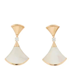 BVLGARI Divas Dream 18K Rose Gold Diamond Mother of Pearl Drop Earrings