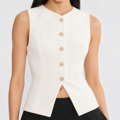 Aritzia Wilfred NWT Regal Vest Size 8 Essential Light Birch Tailored Button Vest