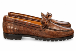 Alternative view of Martin Dingman Mens Brown Crocodile Leather Loafers Moc Toe Shoes Size 9 Italy