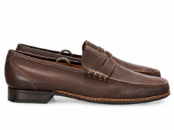 Alternative view of Santoni Mens Penny Loafers 8UK 9US Brown Leather Braided Welt Handcrafted Italy