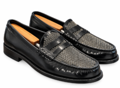 Saint Laurent Paris Mens Penny Loafers Studded Patent Leather Hedi Era Size 42