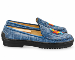 Alternative view of Warren Edwards Mens Loafers 43/10 Genuine Crocodile Nubuck Aztec Beaded