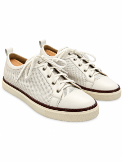 Hermes Men's Sneakers Size 42 US 9 Inside Perforated White Leather Low Top
