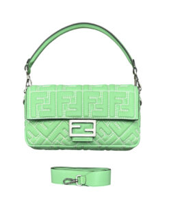 Fendi Bag Medium Baguette Stitched FF Edamame Green Nappa Leather NIB
