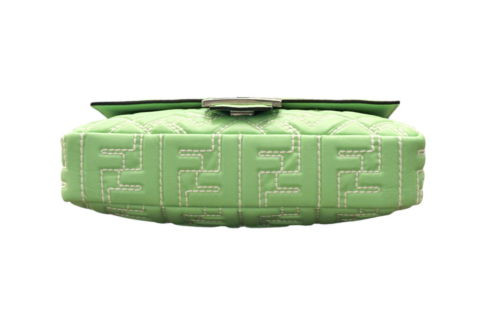 Fendi Bag Medium Baguette Stitched FF Edamame Green Nappa Leather NIB - Image 4