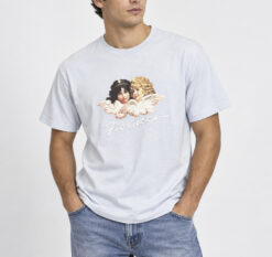 Fiorucci Angels Cherub T Shirt Mens XS Logo Oversized Baby Blue Graphic Tee