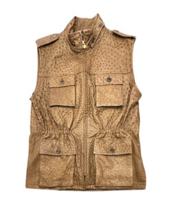 Alternative view of Giorgio's of Palm Beach Mens Vest 52 Brown Genuine Ostrich Leather Safari Jacket