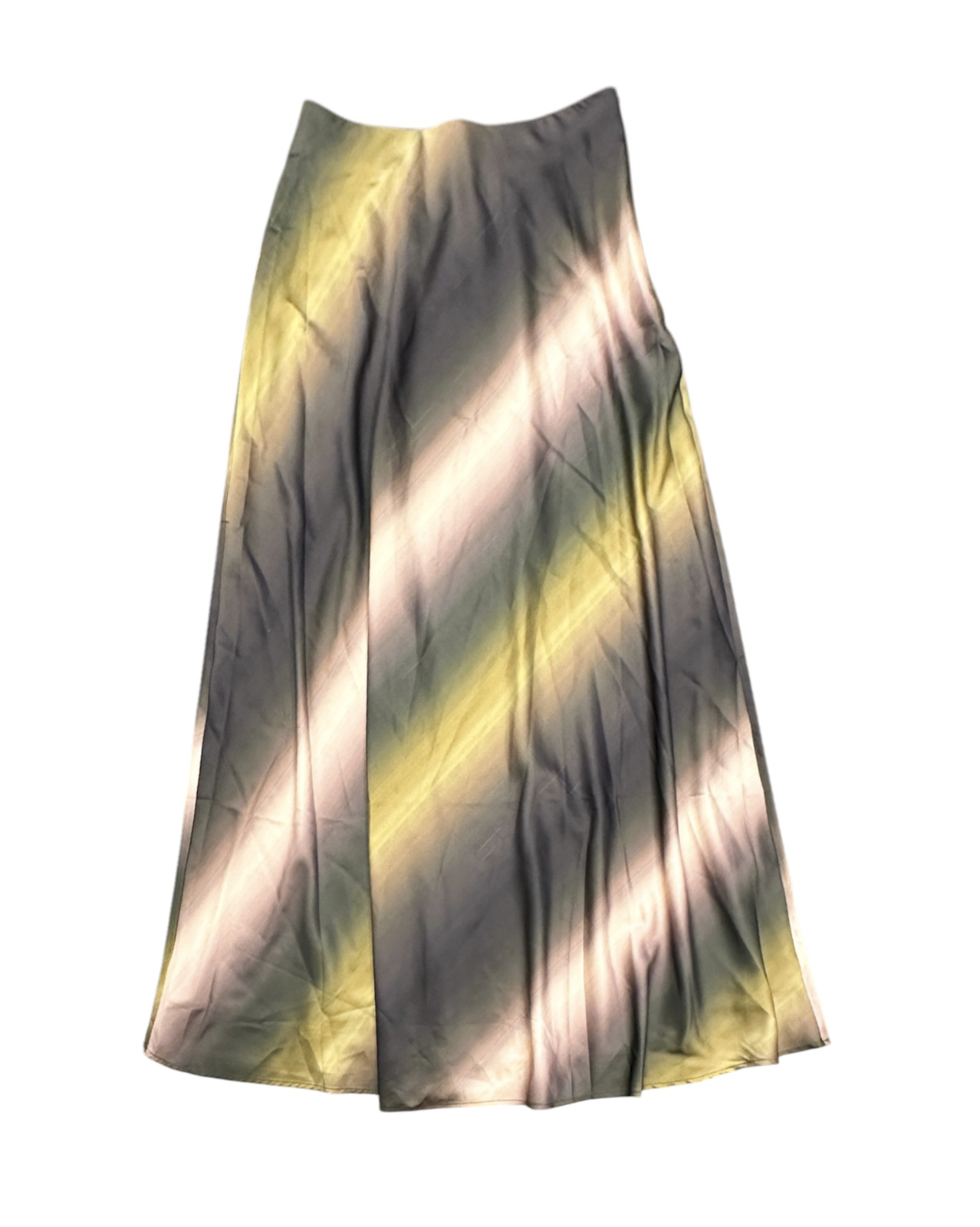 Greylin Marvela Satin Midi Skirt Small S Olive Pink Gradient Ombre Maxi Flowy - Image 2