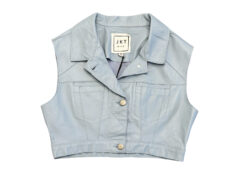 Alternative view of JKT NYC Juliette Leather Vest Womens XS Sky Blue Burnished Cropped Jacket NWT