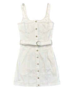 Alternative view of Karina Grimaldi Womens Magnolia White Denim Mini Dress XS Belted Button Front NWT