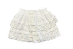 Alternative view of LoveShackFancy Mini Skirt Womens XXS White Swiss Dot Lace Ruffle Tiered Smocked