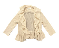 Alternative view of Minnie Rose 100% Cashmere Ruffle Waterfall Cardigan Sweater Ivory XS