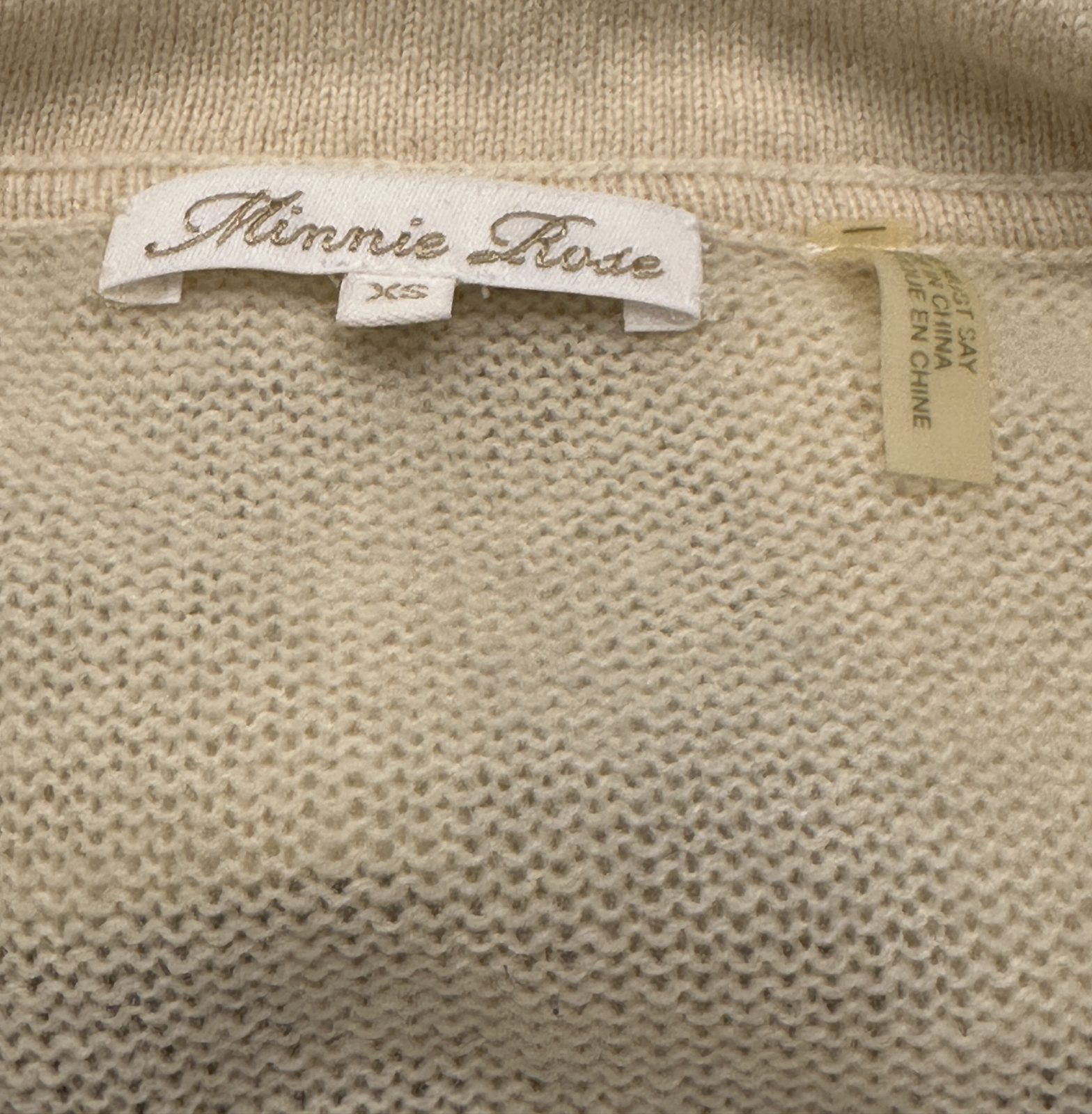 Minnie Rose 100% Cashmere Ruffle Waterfall Cardigan Sweater Ivory XS - Image 3