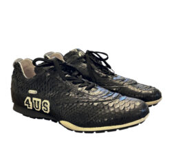 Cesare Paciotti Mens Sneakers Size 8 Black Genuine Snakeskin Italy