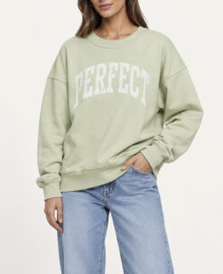 Perfect White Tee Women's Sweatshirt Medium Relaxed French Terry Perfect Green