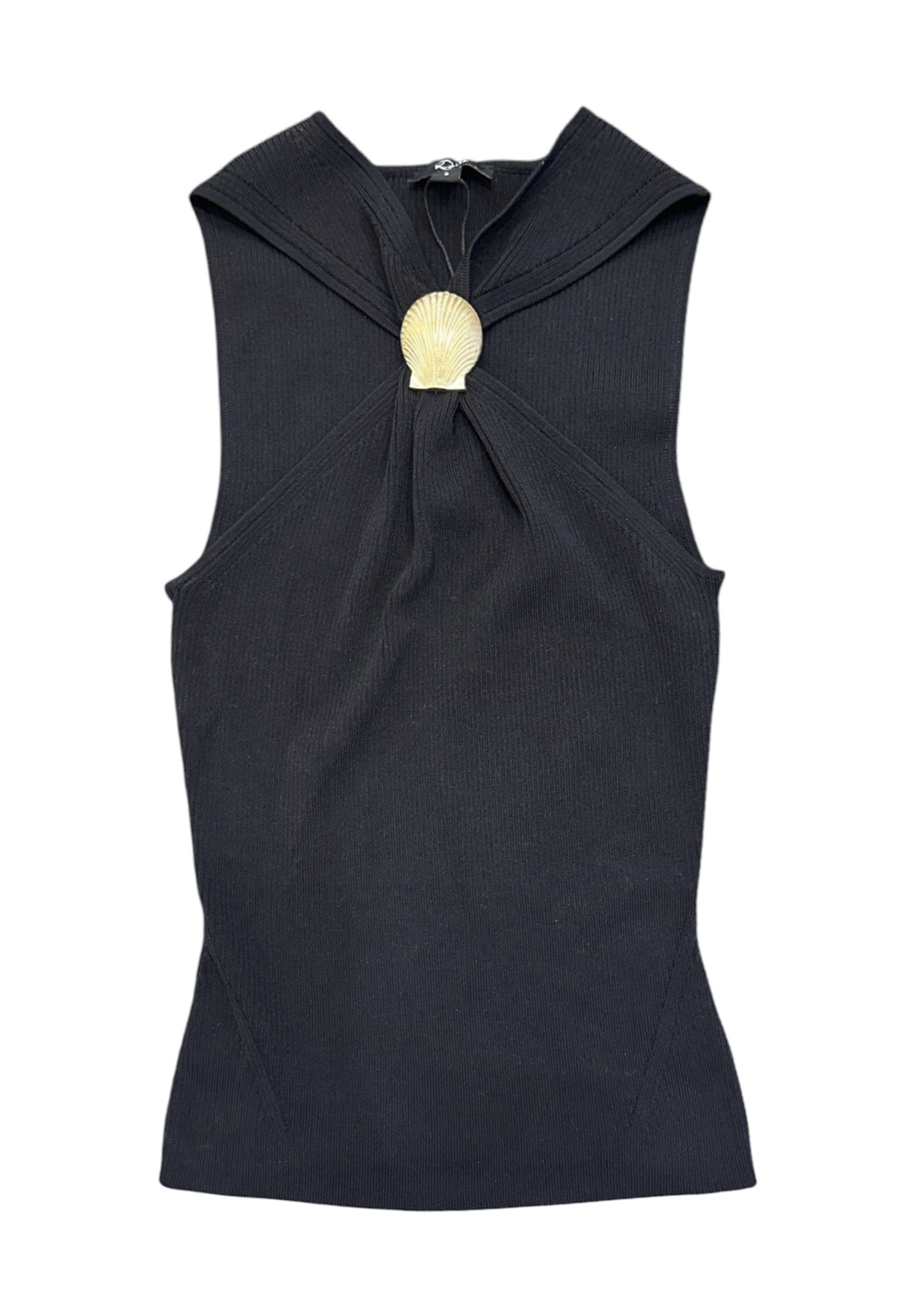 Rails Senna Black Ribbed Crossover Halter Top Gold Seashell NWT Size XS - Image 2