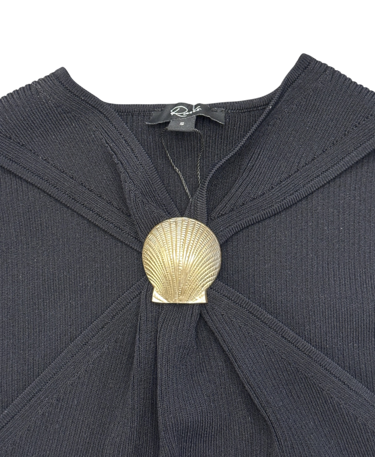 Rails Senna Black Ribbed Crossover Halter Top Gold Seashell NWT Size XS - Image 3