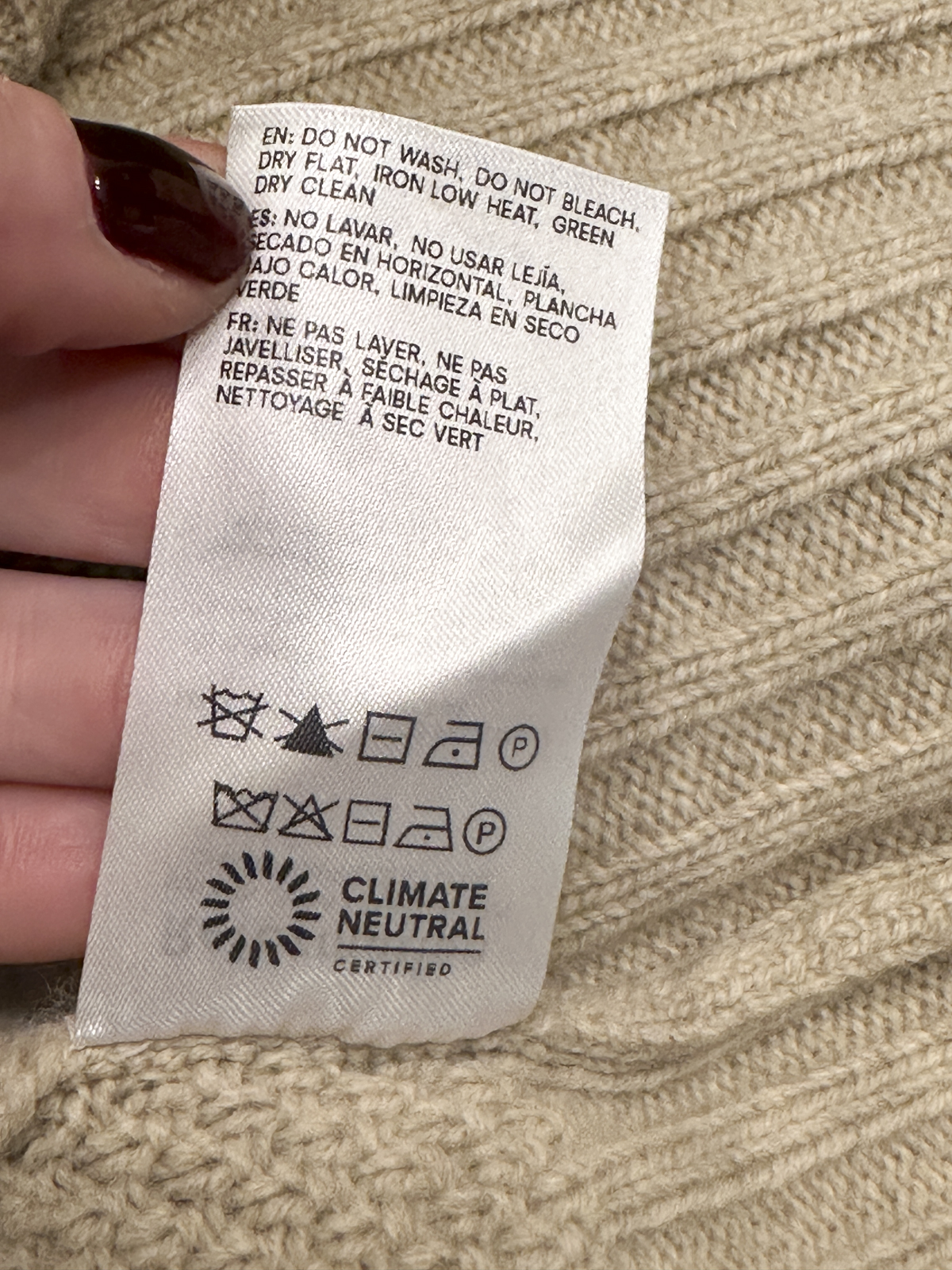 Reformation Calloway Regenerative Wool Cable Knit Sweater Beige XS - Image 6