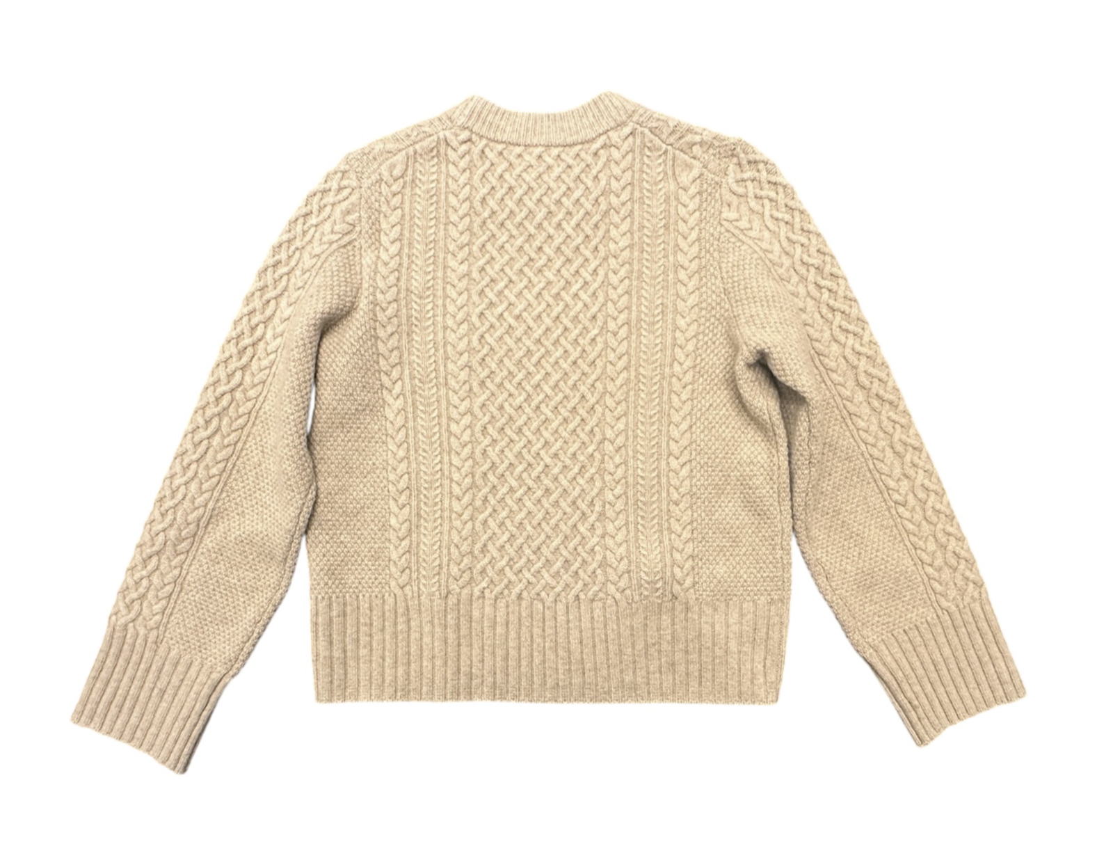 Reformation Calloway Regenerative Wool Cable Knit Sweater Beige XS - Image 3