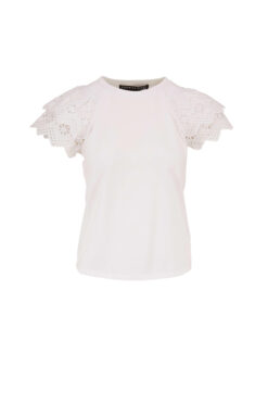 Alternative view of Veronica Beard Blythe Top Size XS White Eyelet Lace Ruffle Flutter Sleeve