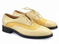 Warren Edwards Oxford Shoes 9 Stingray Crocodile Leather Two Tone Exotic