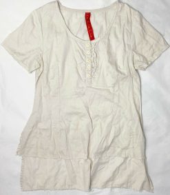 EWA I WALLA IVORY BEIGE COTTON LAGENLOOK PEASANT TOP BLOUSE SMALL