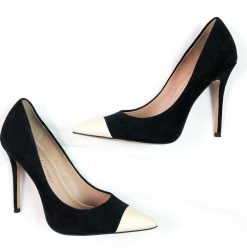 JEAN MICHEL CAZABAT BLACK SUEDE POINTED CAP TOE PUMPS HEELS SIZE 38