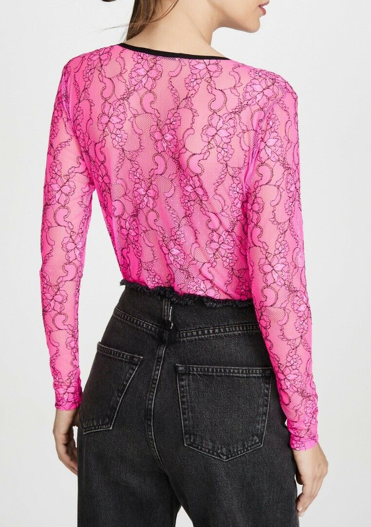 NATASHA-ZINKO-NEW-PINK-ELASTIC-LACE-PLUNGE-NECK-BODYSUIT-TOP-SIZE-408-203189240093-2