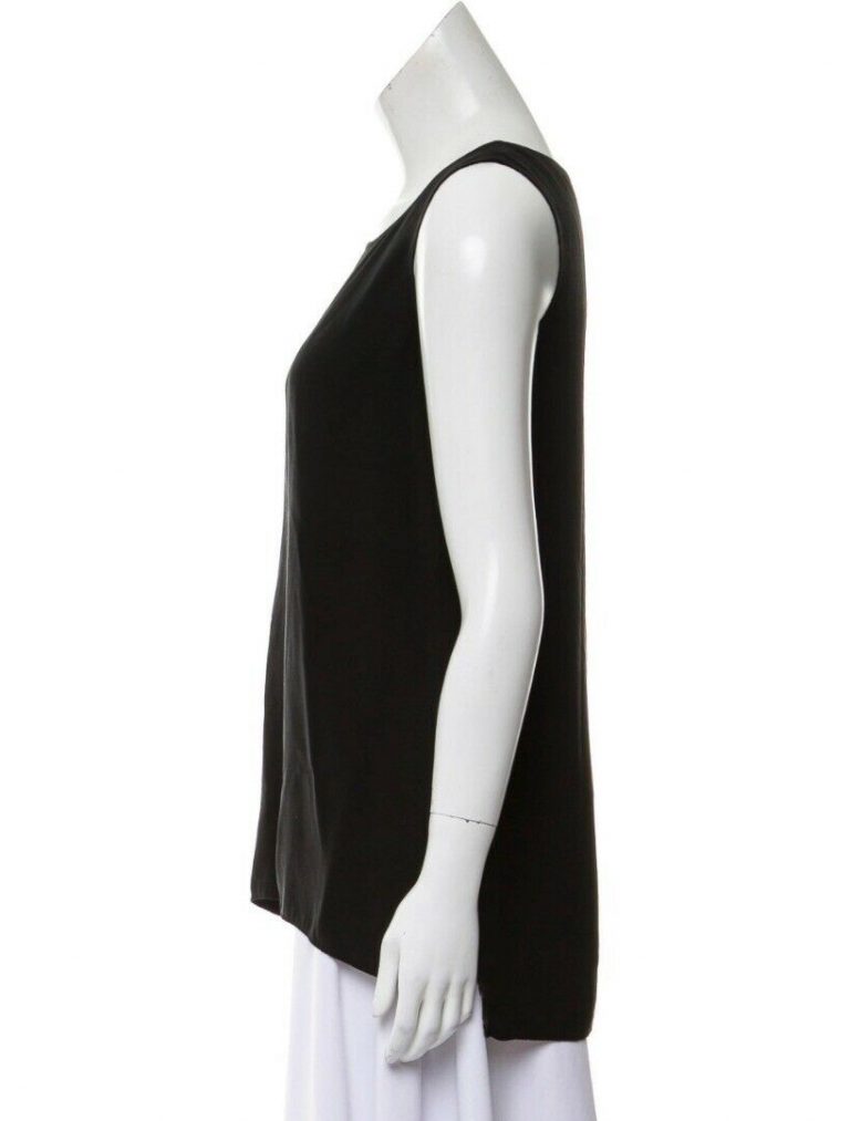 LAFAYETTE 148 BLACK SILK SLEEVELESS HI LOW TOP BLOUSE SIZE 4 - AGENT CLOSETEUR