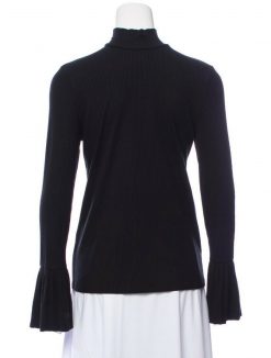 Rebecca Minkoff Womens Ribbed Mock Neck Long Sleeve Sweater Top XS Black