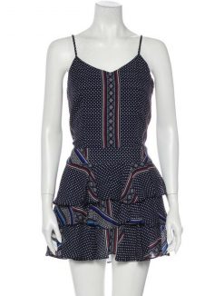 10 Crosby Derek Lam Printed Silk V-Neck Mini Dress Size 4