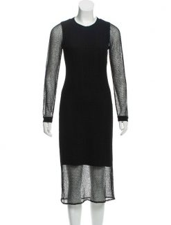 Jonathan Simkhai Black Mesh Illusion Midi Dress Size Small