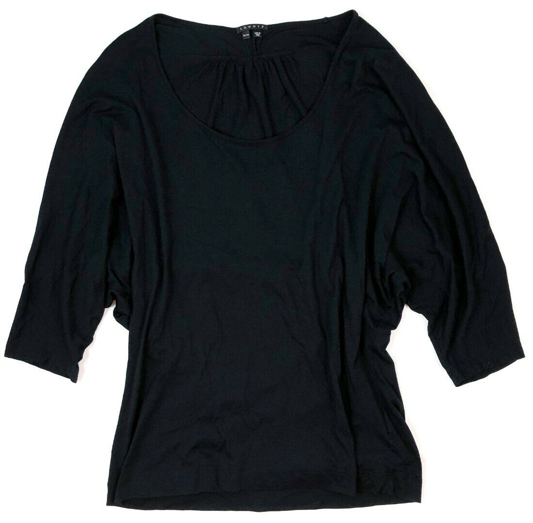THEORY BLACK MODAL JERSEY DOLMAN SLEEVE PULLOVER TOP BLOUSE SIZE MEDIUM - AGENT CLOSETEUR