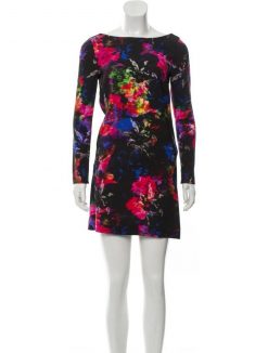 Milly NY Floral Print High Neck Long Sleeve Mini Dress Size 2